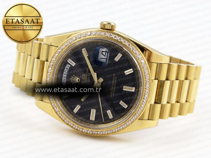 Rolex DayDate 40 BLACK CRYSTAL DIAMONDS A2836 - Görsel 6