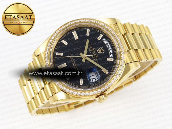 Rolex DayDate 40 BLACK CRYSTAL DIAMONDS A2836 - Görsel 7