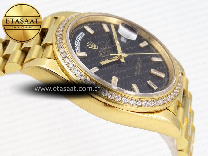 Rolex DayDate 40 BLACK CRYSTAL DIAMONDS A2836 - Görsel 8
