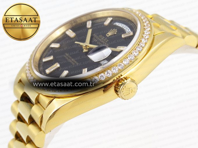 Rolex DayDate 40 BLACK CRYSTAL DIAMONDS A2836 - Görsel 9