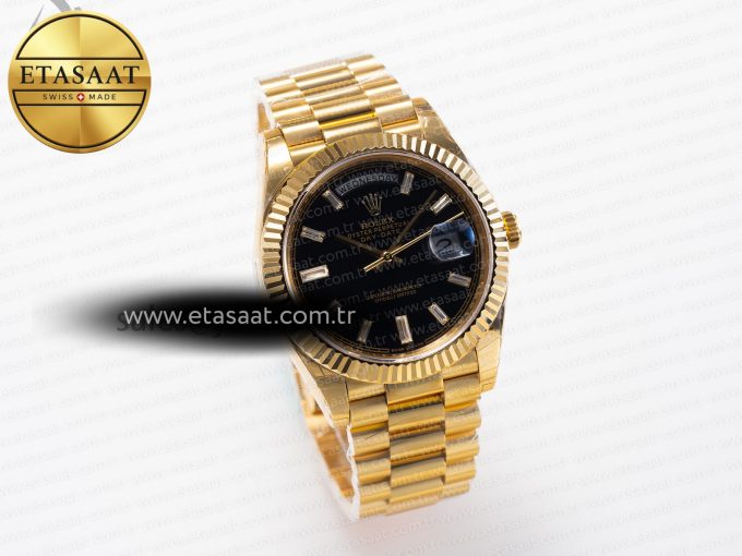 DayDate 40mm 228238 EWF 1:1 Flt YG Black Dial Diamond Markers A2836 - Görsel 4