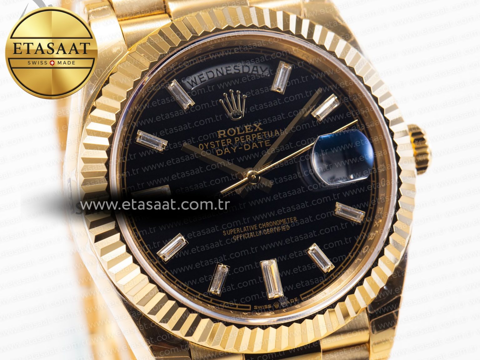 DayDate 40mm 228238 EWF 1:1 Flt YG Black Dial Diamond Markers A2836 - Görsel 5