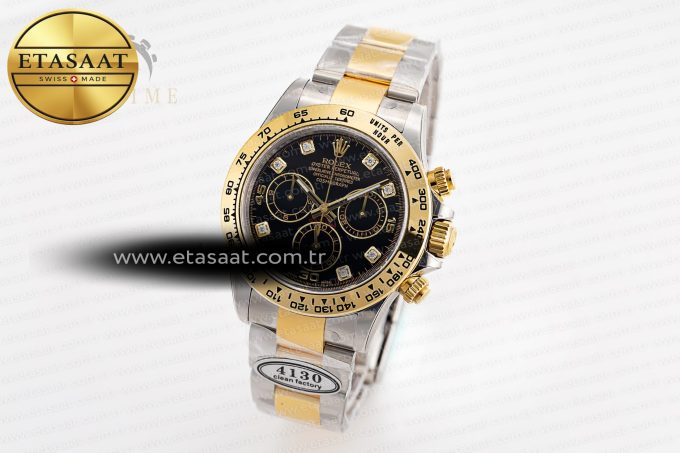 Daytona 116503 Clean Factory 1:1 Best Edition 904L Black Diamond Dial on SS/YG Bracelet SA4130 v2 - Görsel 1