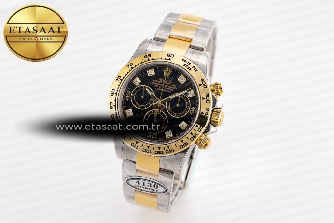 Daytona 116503 Clean Factory 1:1 Best Edition 904L Black Diamond Dial on SS/YG Bracelet SA4130 v2 - Görsel 2