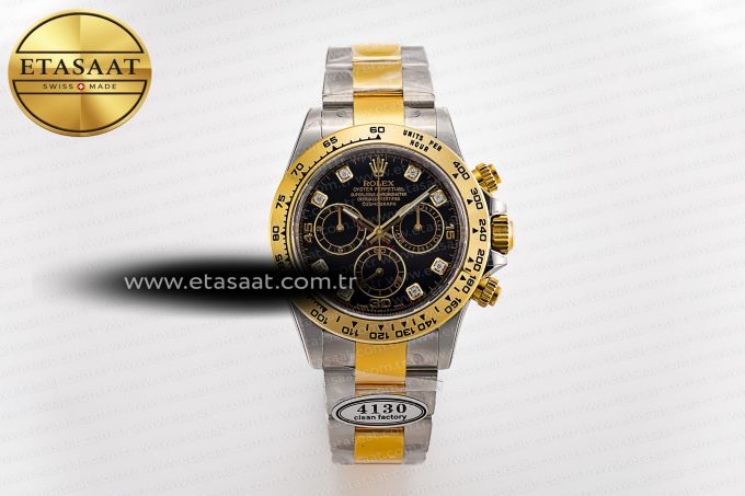 Daytona 116503 Clean Factory 1:1 Best Edition 904L Black Diamond Dial on SS/YG Bracelet SA4130 v2 - Görsel 3