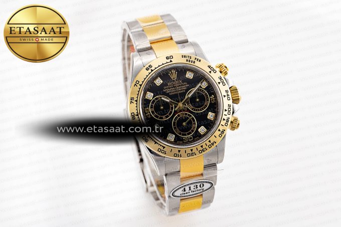 Daytona 116503 Clean Factory 1:1 Best Edition 904L Black Diamond Dial on SS/YG Bracelet SA4130 v2 - Görsel 4