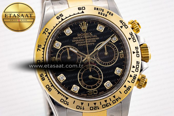 Daytona 116503 Clean Factory 1:1 Best Edition 904L Black Diamond Dial on SS/YG Bracelet SA4130 v2 - Görsel 5
