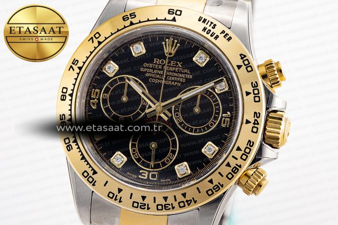 Daytona 116503 Clean Factory 1:1 Best Edition 904L Black Diamond Dial on SS/YG Bracelet SA4130 v2 - Görsel 6