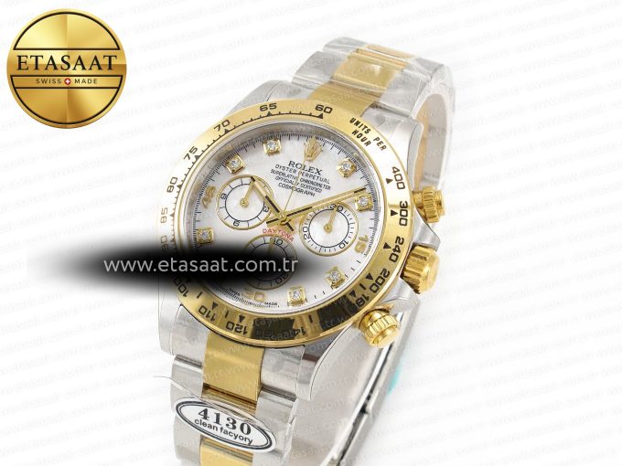 Daytona 116503 LN SS/YG Clean 1:1 Best Edition White Pearl Diamonds Dial on SS/YG Bracelet SA4130 - Görsel 1