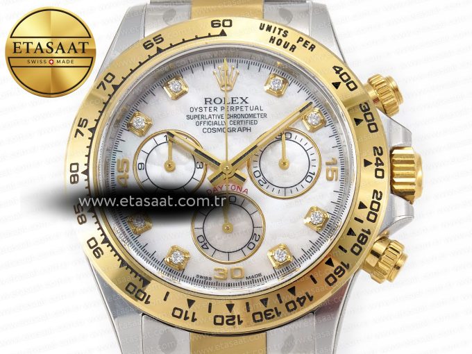 Daytona 116503 LN SS/YG Clean 1:1 Best Edition White Pearl Diamonds Dial on SS/YG Bracelet SA4130 - Görsel 4