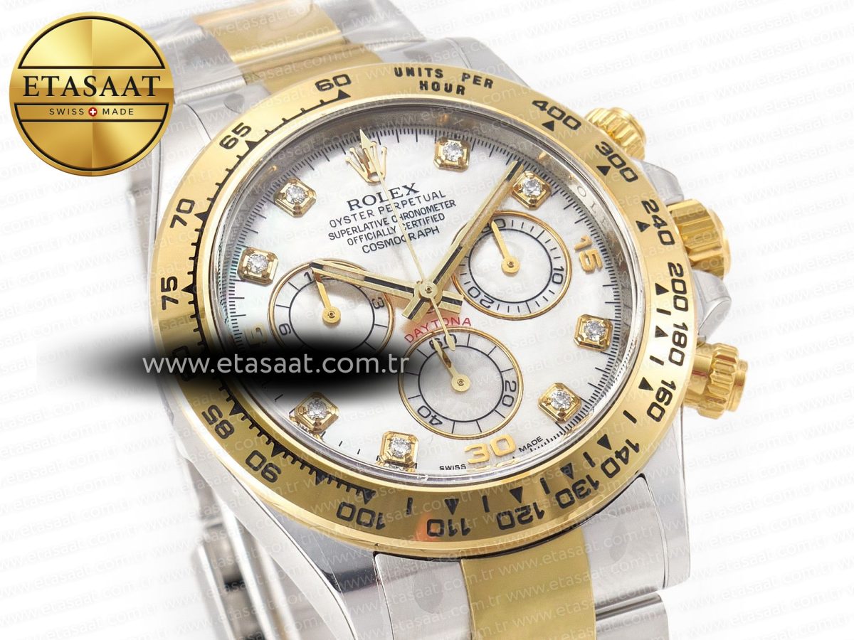 Daytona 116503 LN SS/YG Clean 1:1 Best Edition White Pearl Diamonds Dial on SS/YG Bracelet SA4130 - Görsel 5