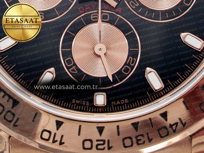 Daytona 116505 QF 1:1 Best Edition Black/RG Dial on RG Bracelet SH4130 V3 (Gain Weight) - Görsel 12