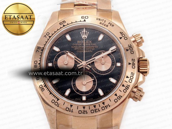 Daytona 116505 QF 1:1 Best Edition Black/RG Dial on RG Bracelet SH4130 V3 (Gain Weight) - Görsel 4