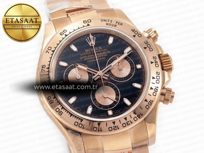 Daytona 116505 QF 1:1 Best Edition Black/RG Dial on RG Bracelet SH4130 V3 (Gain Weight) - Görsel 5