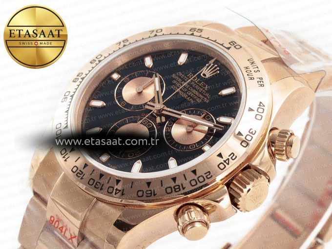 Daytona 116505 QF 1:1 Best Edition Black/RG Dial on RG Bracelet SH4130 V3 (Gain Weight) - Görsel 7