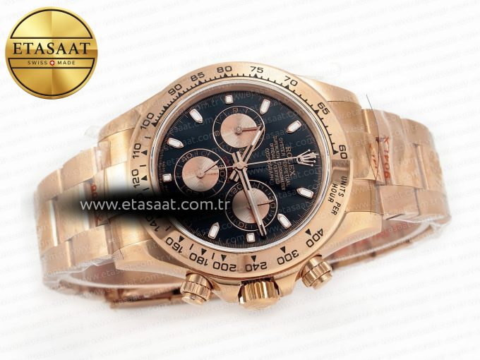 Daytona 116505 QF 1:1 Best Edition Black/RG Dial on RG Bracelet SH4130 V3 (Gain Weight) - Görsel 8