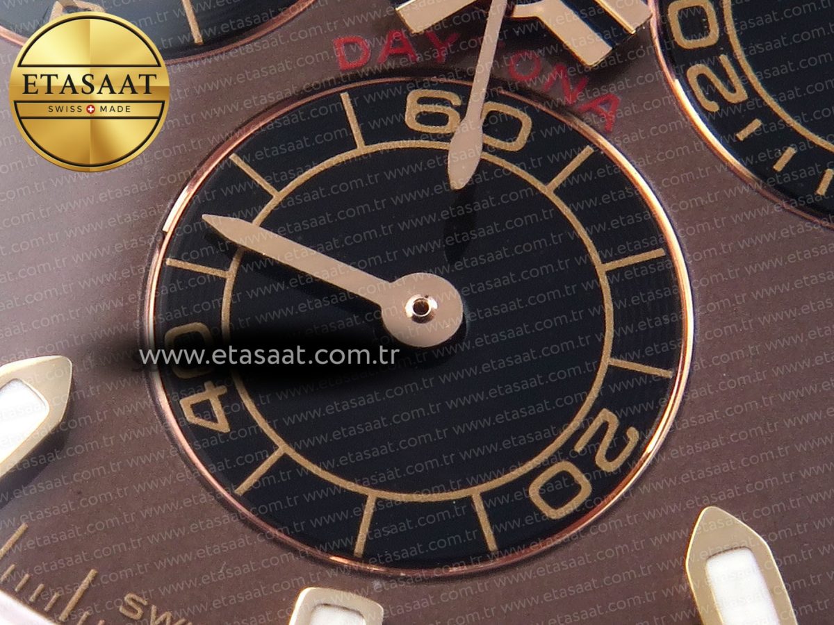 Daytona 116505 RG OMF Best Edition Brown/Black Dial on RG Bracelet A7750 (Slim Movement) - Görsel 12