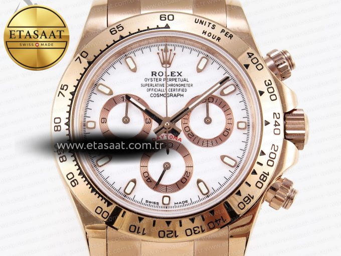 Daytona 116505 RG OMF Best Edition White Dial on RG Bracelet A7750 (Slim Movement) - Görsel 4