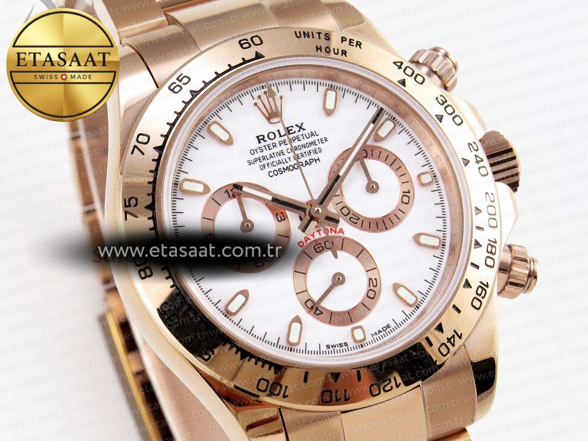 Daytona 116505 RG OMF Best Edition White Dial on RG Bracelet A7750 (Slim Movement) - Görsel 5