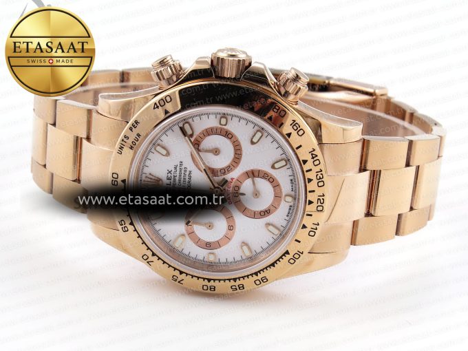 Daytona 116505 RG OMF Best Edition White Dial on RG Bracelet A7750 (Slim Movement) - Görsel 6