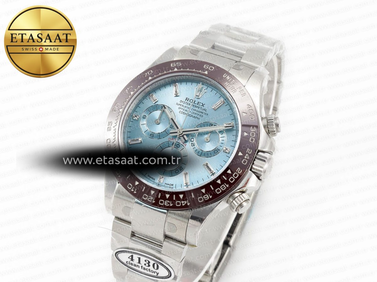 Daytona 116506 Clean 1:1 Best Edition Ice Blue Dial Crystal Markers on SS Bracelet SA4130 V2 - Görsel 1