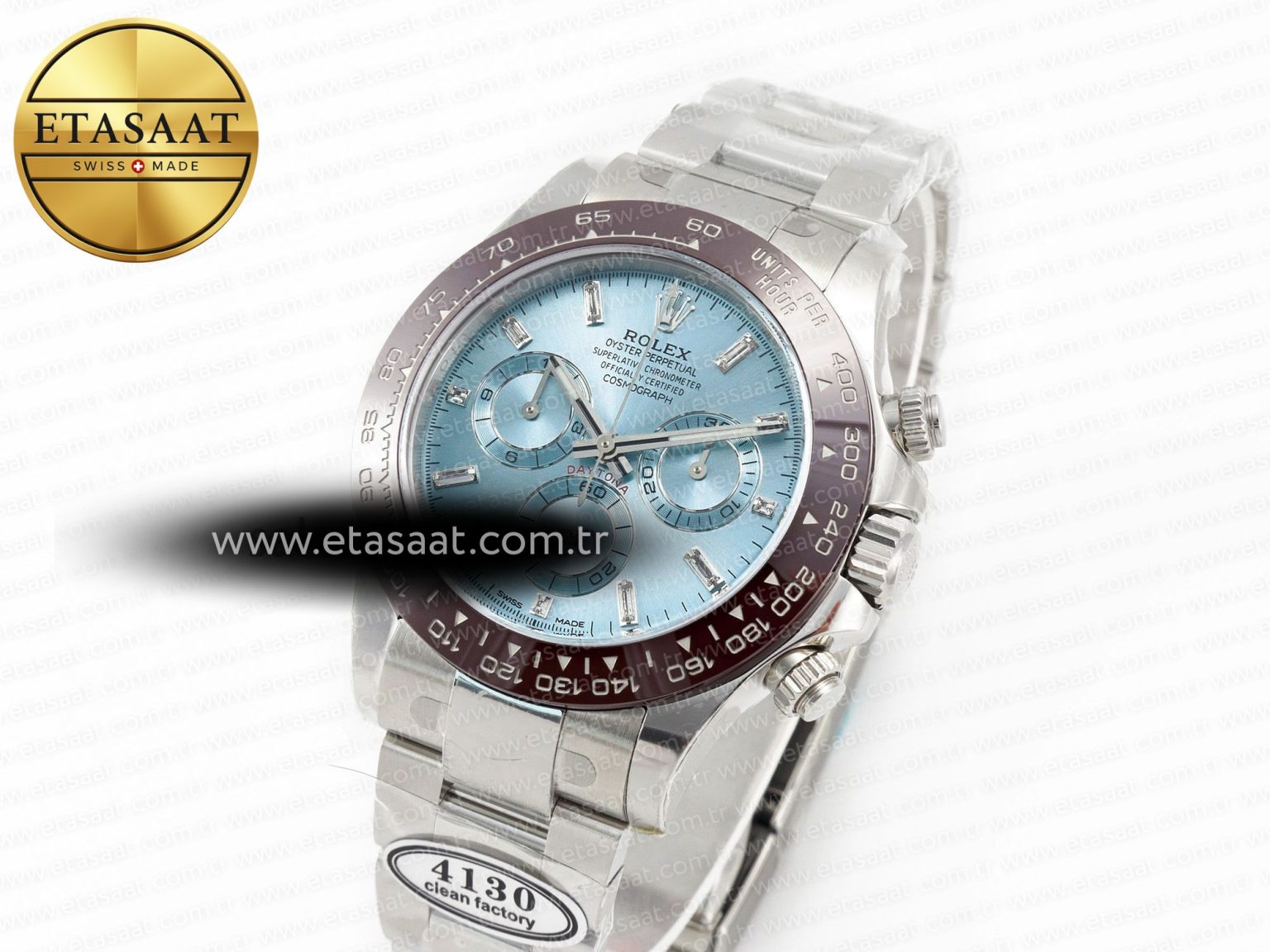 Daytona 116506 Clean 1:1 Best Edition Ice Blue Dial Crystal Markers on SS Bracelet SA4130 V2 - Görsel 1