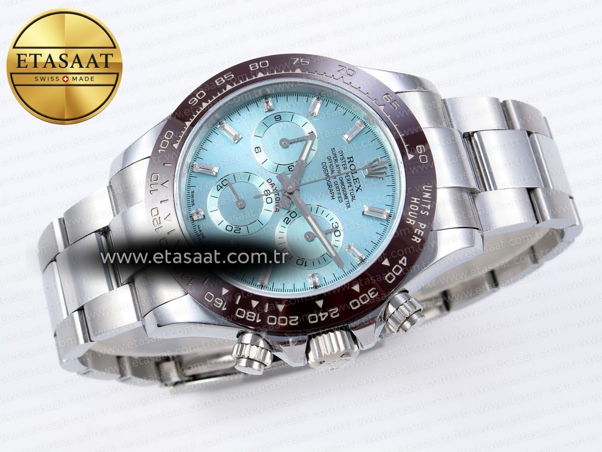 Daytona 116506 QF 1:1 Best Edition Ice Blue Dial Crystal Markers on SS Bracelet SH4130 V3 (Gain Weight) - Görsel 7