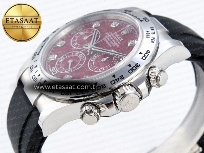 Daytona 116509 Clean 1:1 Best Edition 904L SS Case Garnet Dial on Oysterflex Rubber Strap A4130 - Görsel 8