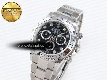 Daytona 116509 SS OMF Best Edition Black Diamonds Dial on SS Bracelet A7750 (Slim Movement)