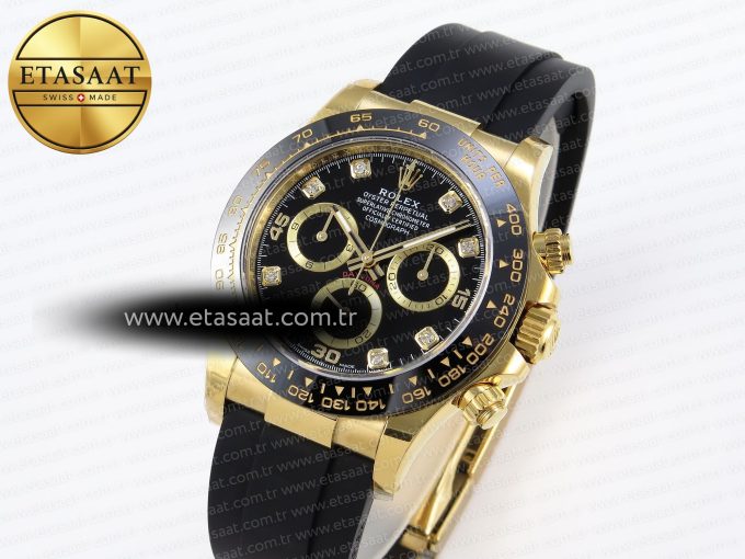 Daytona 116518 APSF 1:1 Best Edition Black Diamonds Dial on Oysterflex Rubber Strap SH4130 - Görsel 1