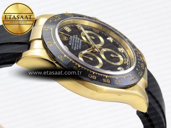 Daytona 116518 APSF 1:1 Best Edition Black Diamonds Dial on Oysterflex Rubber Strap SH4130 - Görsel 12