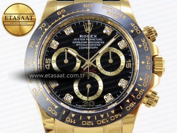 Daytona 116518 APSF 1:1 Best Edition Black Diamonds Dial on Oysterflex Rubber Strap SH4130 - Görsel 4