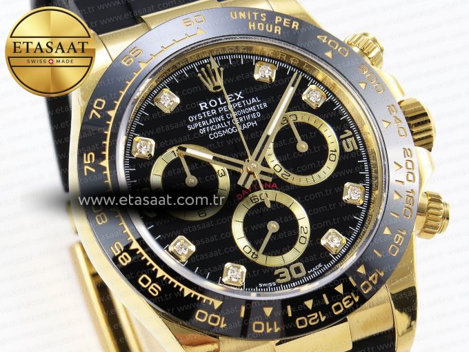 Daytona 116518 APSF 1:1 Best Edition Black Diamonds Dial on Oysterflex Rubber Strap SH4130 - Görsel 5