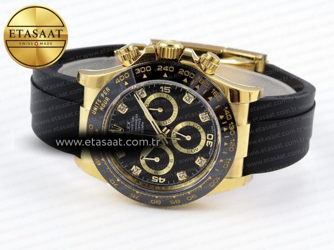Daytona 116518 APSF 1:1 Best Edition Black Diamonds Dial on Oysterflex Rubber Strap SH4130 - Görsel 6