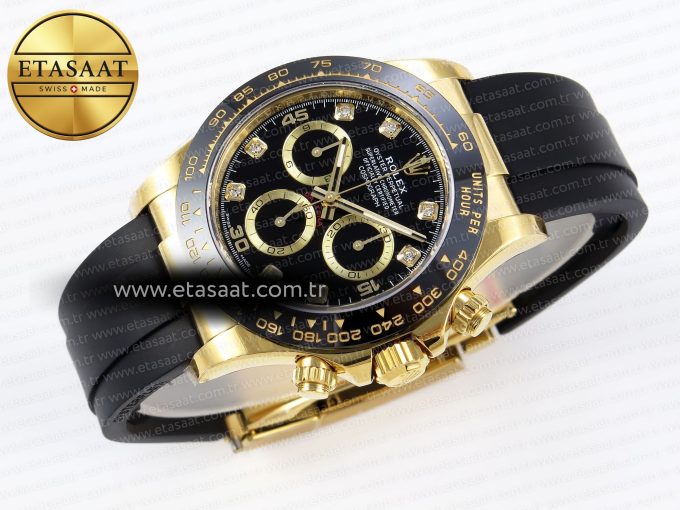 Daytona 116518 APSF 1:1 Best Edition Black Diamonds Dial on Oysterflex Rubber Strap SH4130 - Görsel 7