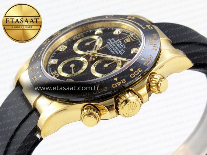 Daytona 116518 APSF 1:1 Best Edition Black Diamonds Dial on Oysterflex Rubber Strap SH4130 - Görsel 8