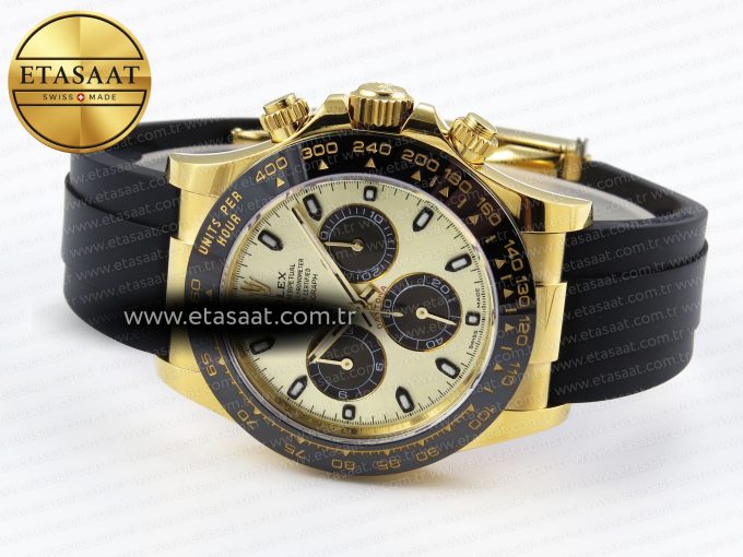 Daytona 116518 APSF 1:1 Best Edition YG/Black Dial on Oysterflex Rubber Strap SH4130 - Görsel 6
