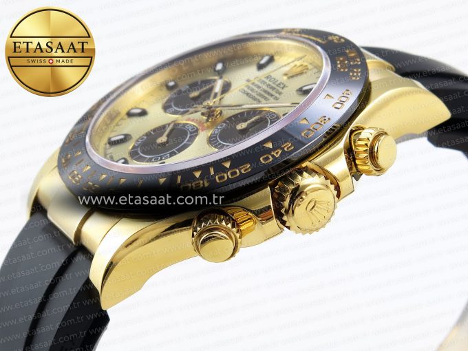 Daytona 116518 APSF 1:1 Best Edition YG/Black Dial on Oysterflex Rubber Strap SH4130 - Görsel 8