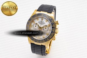 Daytona 116518 Clean Factory 1:1 Best Edition White Pearl Diamonds Dial on Oysterflex Rubber Strap SA4130 - Görsel 2
