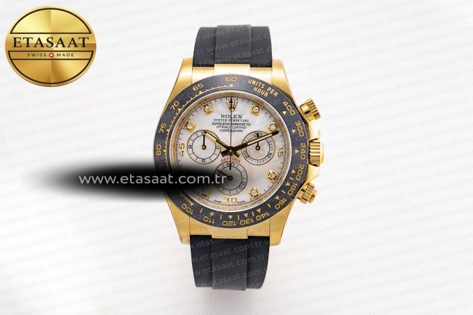 Daytona 116518 Clean Factory 1:1 Best Edition White Pearl Diamonds Dial on Oysterflex Rubber Strap SA4130 - Görsel 3