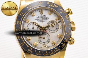 Daytona 116518 Clean Factory 1:1 Best Edition White Pearl Diamonds Dial on Oysterflex Rubber Strap SA4130 - Görsel 5