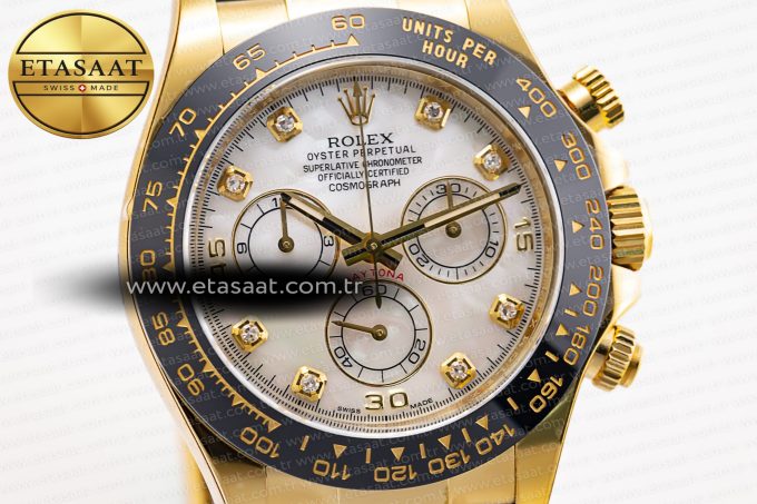 Daytona 116518 Clean Factory 1:1 Best Edition White Pearl Diamonds Dial on Oysterflex Rubber Strap SA4130 - Görsel 5