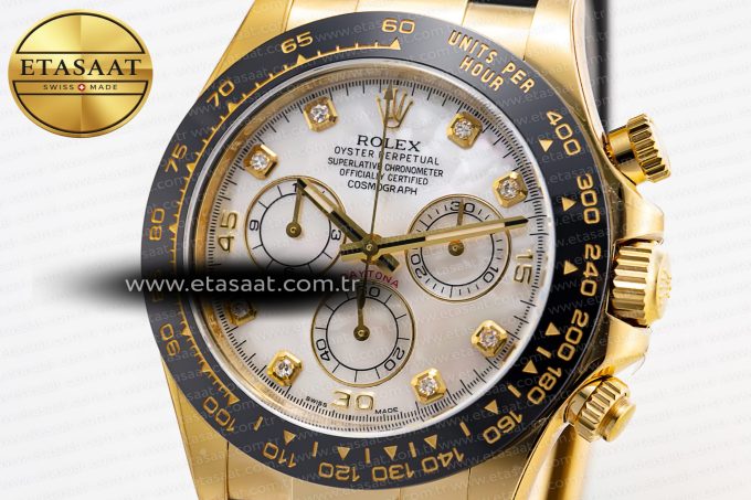 Daytona 116518 Clean Factory 1:1 Best Edition White Pearl Diamonds Dial on Oysterflex Rubber Strap SA4130 - Görsel 6