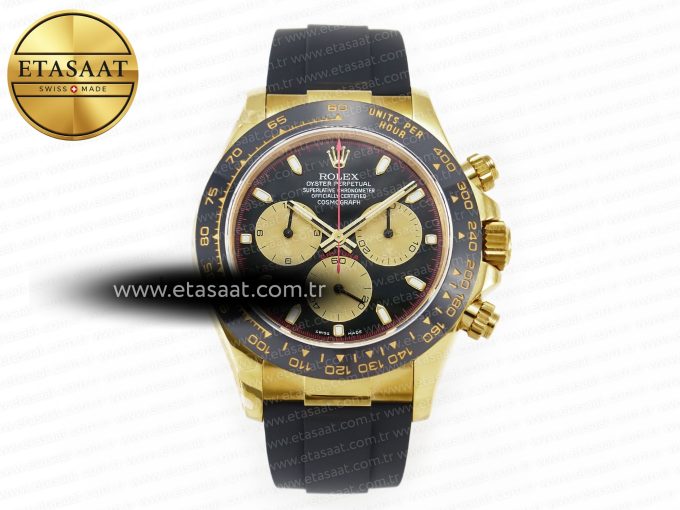 Daytona 116518 QF 1:1 Best Edition Black/YG Dial on Oysterflex Strap SH4130 V3 (Gain Weight) - Görsel 3