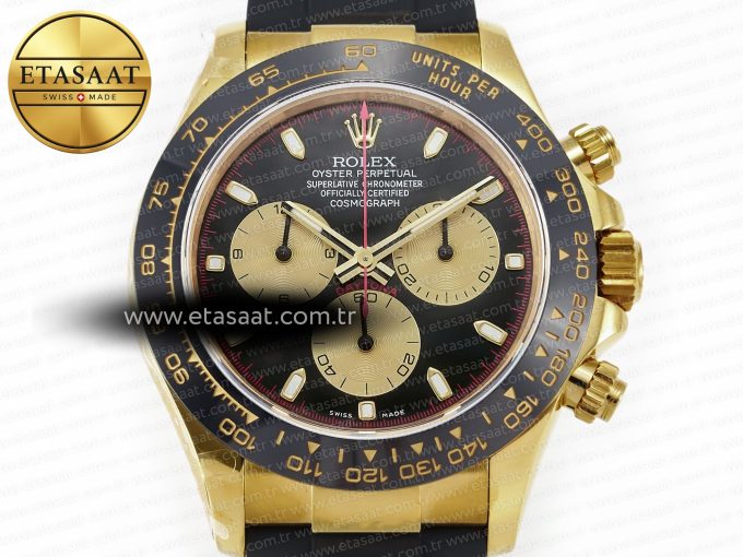 Daytona 116518 QF 1:1 Best Edition Black/YG Dial on Oysterflex Strap SH4130 V3 (Gain Weight) - Görsel 4