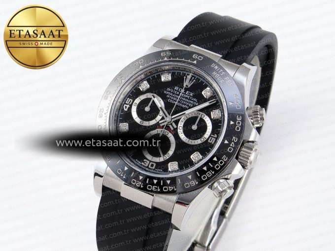 Daytona 116519 APSF 1:1 Best Edition Black Diamonds Dial on Oysterflex Rubber Strap SH4130 - Görsel 2