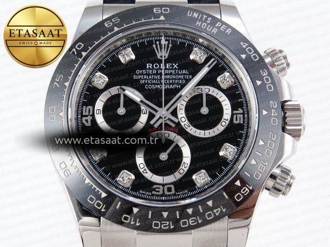 Daytona 116519 APSF 1:1 Best Edition Black Diamonds Dial on Oysterflex Rubber Strap SH4130 - Görsel 4