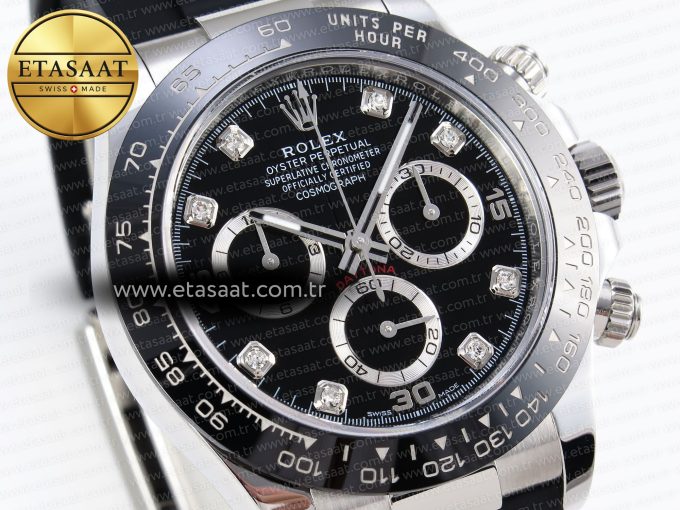 Daytona 116519 APSF 1:1 Best Edition Black Diamonds Dial on Oysterflex Rubber Strap SH4130 - Görsel 5