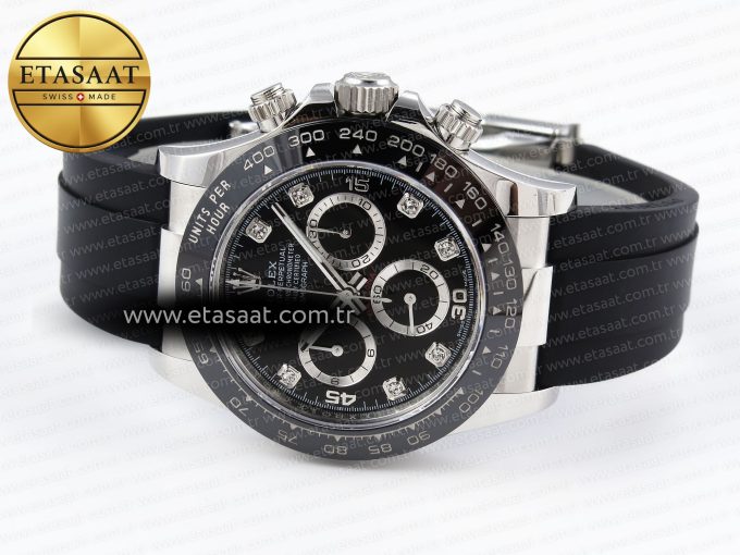 Daytona 116519 APSF 1:1 Best Edition Black Diamonds Dial on Oysterflex Rubber Strap SH4130 - Görsel 6