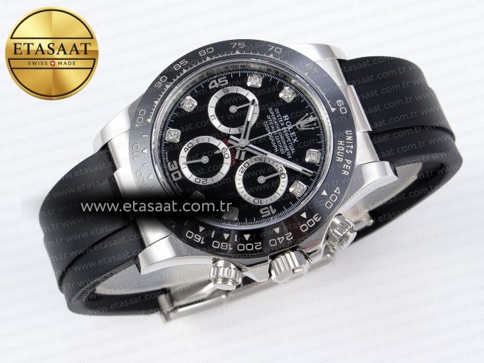 Daytona 116519 APSF 1:1 Best Edition Black Diamonds Dial on Oysterflex Rubber Strap SH4130 - Görsel 7